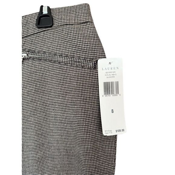 NWT Lauren Ralph Lauren Womens Black Cream Houndstooth Trouser Pants Size 8 - Picture 12 of 12